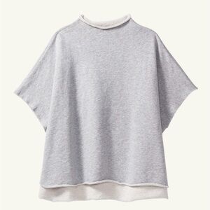 Audrey Funnel Neck Capelet Triple Fleece Gray Melange Women's Top O/S
